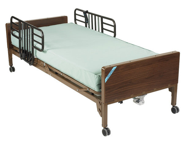Drive Delta Ultra-Light 1000 Bed w/ Half Rails & Innerspring Mattress, Semi-Electric, Single Motor, 450 lbs.
