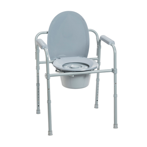 Drive Folding Steel Commode, Standard, Deep Seat, 350 lbs.