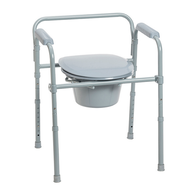 Drive Folding Steel Commode, Standard, Deep Seat, 350 lbs.