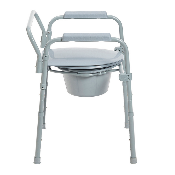 Drive Folding Steel Commode, Standard, Deep Seat, 350 lbs.