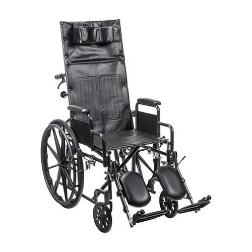 Drive Silver Sport Recliner, 18" (W) X 16" (D), Vinyl, Swing-Away Elevating Leg Rests, 300 lbs.