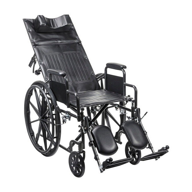 Drive Silver Sport Recliner, 18" (W) X 16" (D), Vinyl, Swing-Away Elevating Leg Rests, 300 lbs.