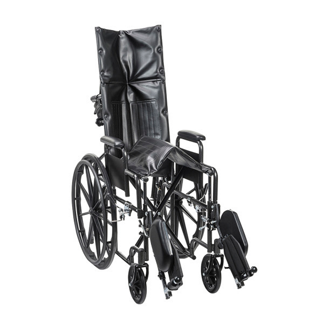 Drive Silver Sport Recliner, 18" (W) X 16" (D), Vinyl, Swing-Away Elevating Leg Rests, 300 lbs.