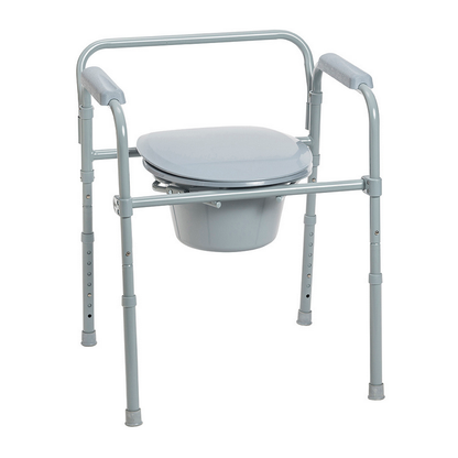 Drive Folding Steel Commode, Standard, Deep Seat, 350 lbs.